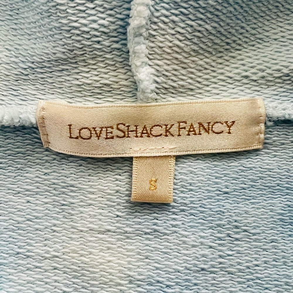 LoveShackFancy Kirby Cropped Tie Dye Hoodie Sweatshirt Pale Blue Size S - Picture 12 of 14